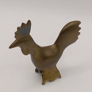 Solid BRASS ROOSTER 3" Figure Paperweight Bottle Opener?  Decor Country Chicken